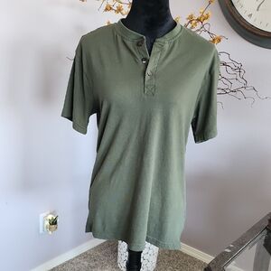 Real Essentials Olive Green Casual Button Down Shirt